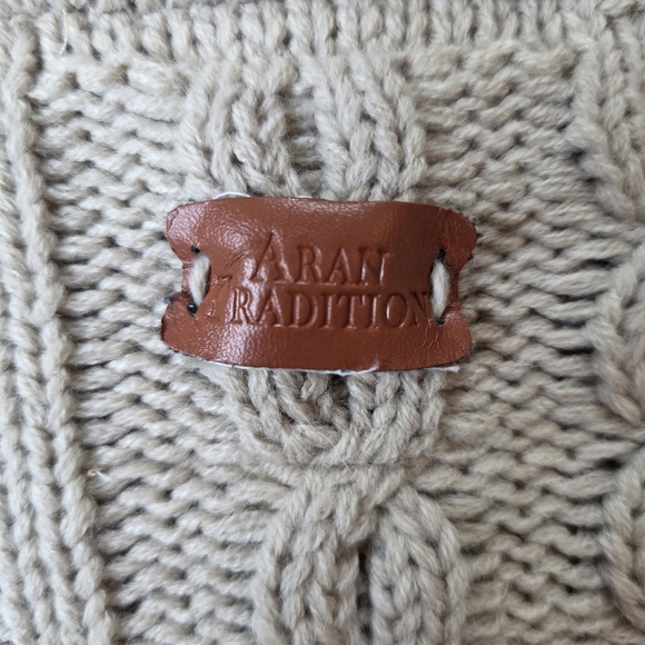 Aran Traditions Cable Shawl Neck Cape – One Size – Oatmeal - Picture 5 of 6